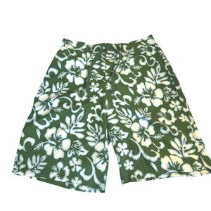 Canyon River Blues Green/White Hawaiian Floral Board‎ Shorts Swim Trunks Men’s L